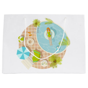 Swimming pool party girl in bikini summer beach  large gift bag