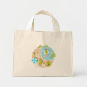 Swimming pool party girl in bikini summer beach  mini tote bag