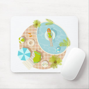 Swimming pool party girl in bikini summer beach  mouse mat