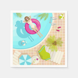 Swimming pool party girl in bikini summer beach  napkin
