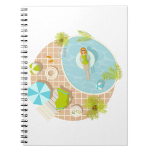 Swimming pool party girl in bikini summer beach  notebook