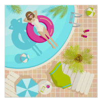 Swimming pool party girl in bikini summer beach 