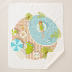 Swimming pool party girl in bikini summer beach sherpa blanket
