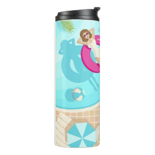 Swimming pool party girl in bikini summer beach  thermal tumbler
