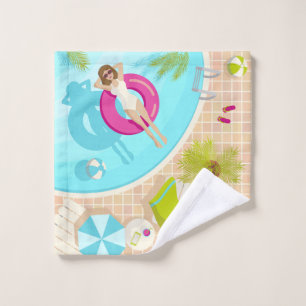 Swimming pool party girl in bikini summer beach  wash cloth