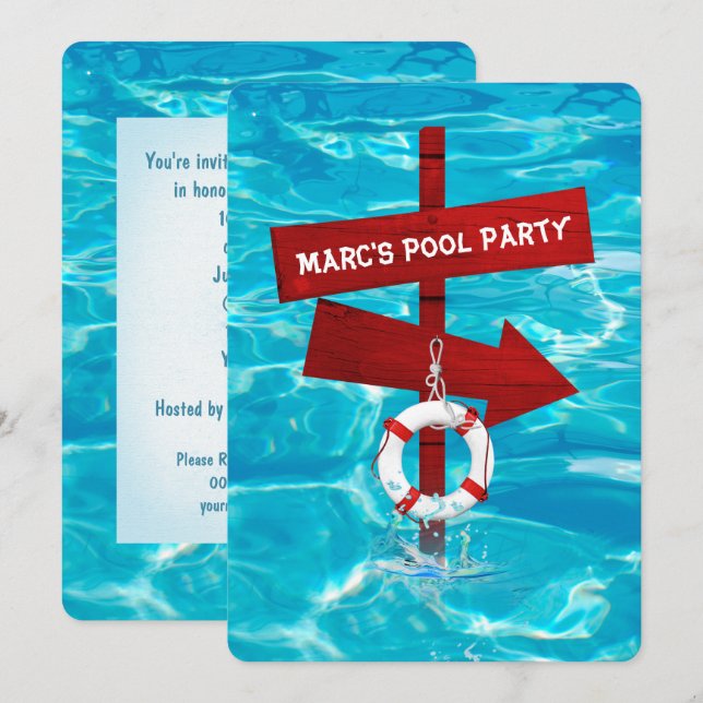 swimming pool party invitation (Front/Back)