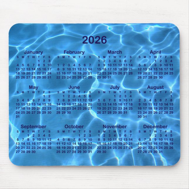 Swimming Pool Photo 2026 Calendar Mouse Mat (Front)