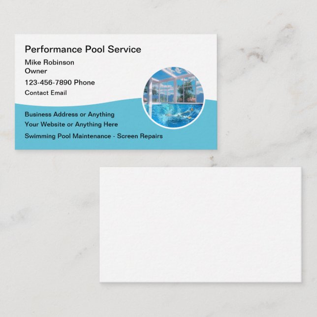 Swimming Pool Screen Repair Business Cards (Front/Back)