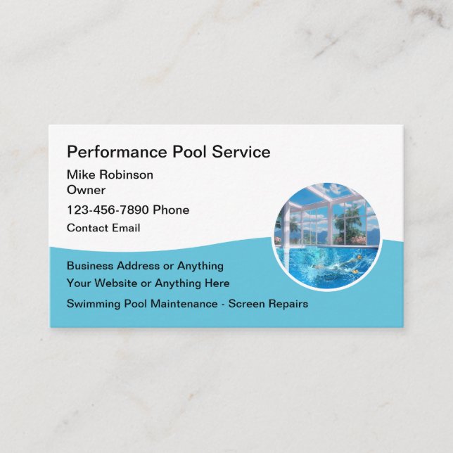 Swimming Pool Screen Repair Business Cards (Front)