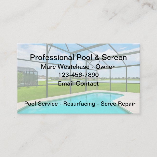 Swimming Pool Screen Repair Simple Business Card (Front)