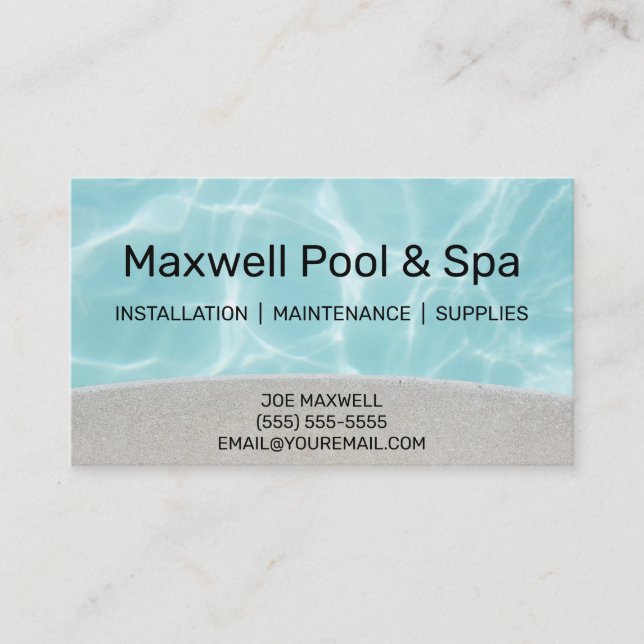 Swimming Pool Service Blue Water Business Card (Front)