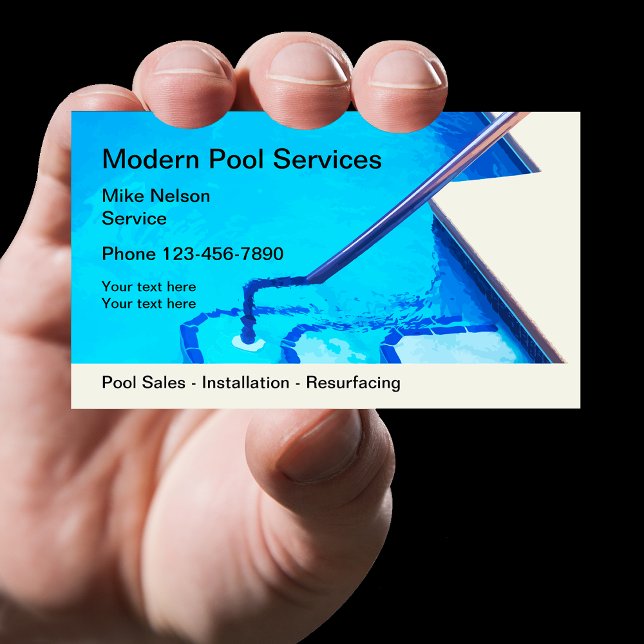 Swimming Pool Service Modern Design Business Card (Creator Uploaded)
