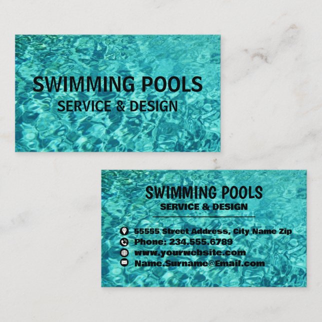 Swimming Pool  Services  Business Card (Front/Back)