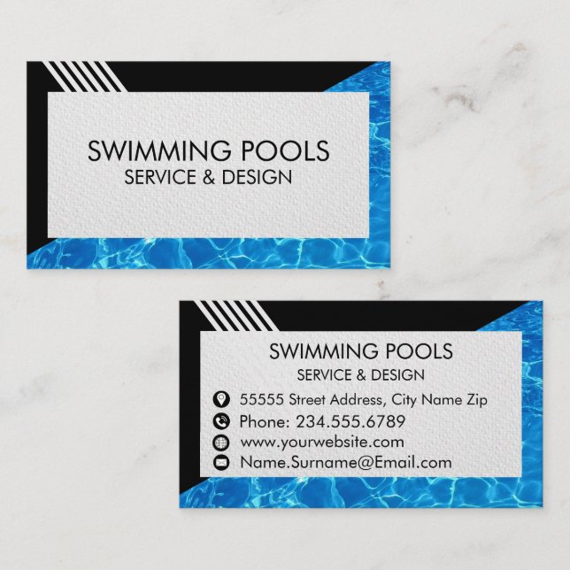 Swimming Pool  Services  Business Card (Front/Back)