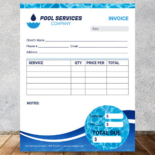 Swimming Pool Services Invoice Form Notepad