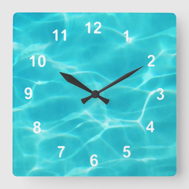 Swimming Pool. Square Wall Clock (Front)