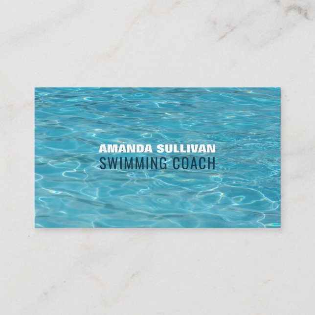 Swimming Pool, Swimming Coach/Instructor Business Card (Front)