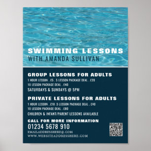 Swimming Pool, Swimming Lesson Advertising Poster