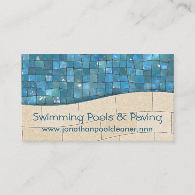 Swimming pool tiles with paving business card (Front)