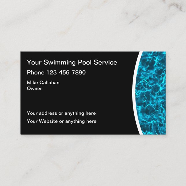 Swimming Pool Water Service Business Card (Front)