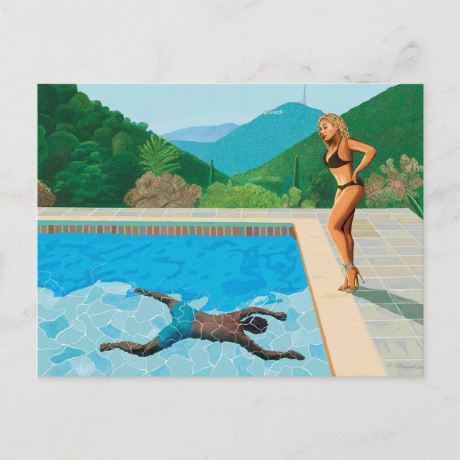 Swimming Pool with 2 Celebrities Postcard (Front)