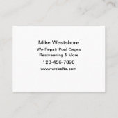 Swimming Pools And Rescreening Business Card (Back)