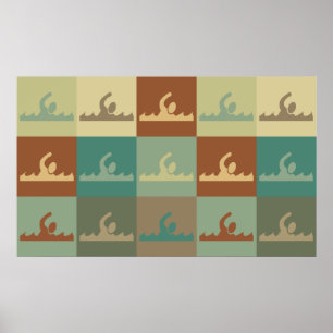 Swimming Pop Art Poster