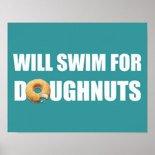 Swimming Poster, swim team, doughnuts Poster