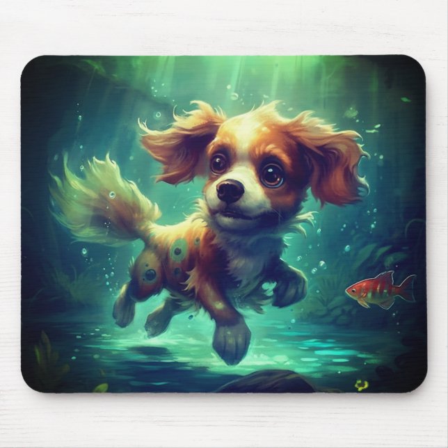 Swimming Puppy Mouse Mat (Front)