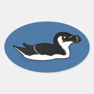 Swimming Razorbill, basic Oval Sticker