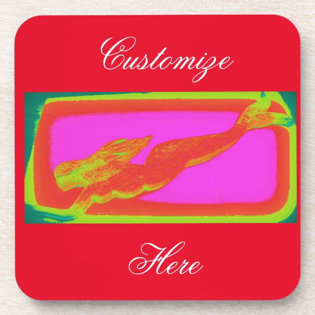 swimming Red mermaid Coaster (Front)