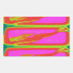 swimming red mermaid pink rectangular sticker