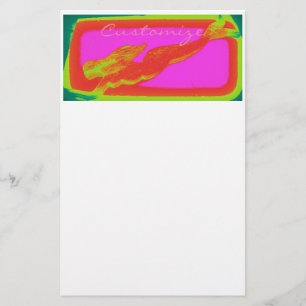 swimming red mermaid stationery