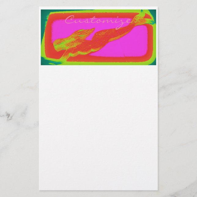 swimming red mermaid stationery (Front)