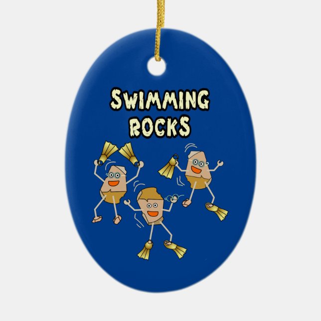 Swimming Rocks Ceramic Tree Decoration (Front)