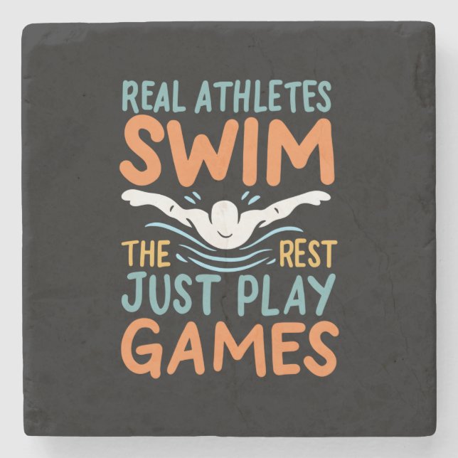 Swimming Saying Stone Coaster (Front)