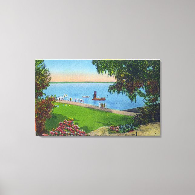 Swimming Scene at Cayuga Lake State Park Canvas Print (Front)
