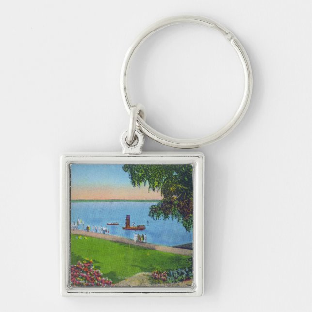 Swimming Scene at Cayuga Lake State Park Key Ring (Front)