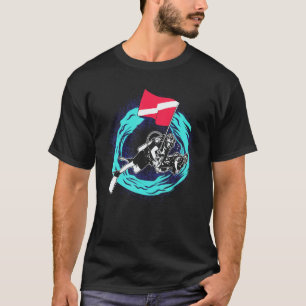 Swimming Scuba Diver Flag Ocean Underwater Diving T-Shirt
