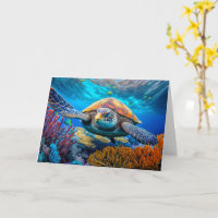 Swimming Sea Tortoise Happy Birthday