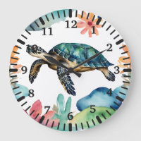 Swimming Sea Turtle Abstract Watercolor 