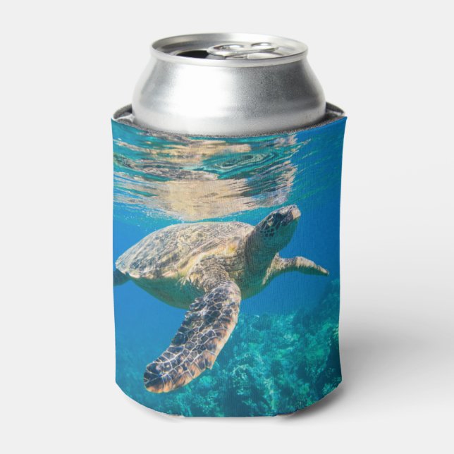Swimming Sea Turtle Can Cooler (Can Front)