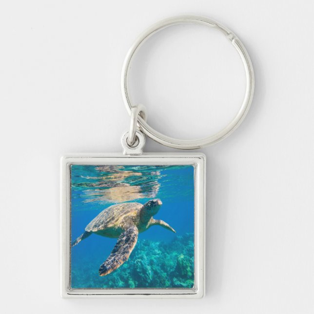 Swimming Sea Turtle Key Ring (Front)