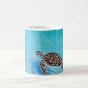 Swimming Sea Turtle Painting Coffee Mug