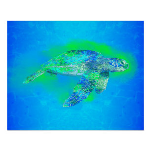 Swimming Sea Turtle Poster