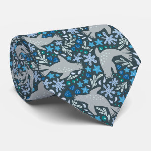 Swimming seals tie