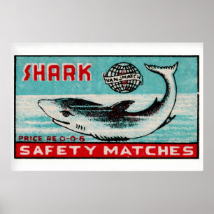 Swimming Shark - Matchbox Print - Aesthetic Wall