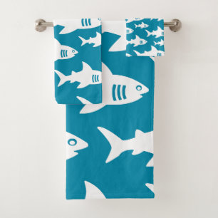 Swimming sharks pattern bath towel set