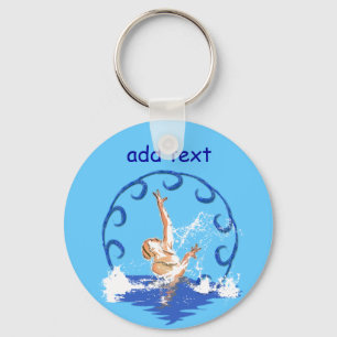 swimming sirene custom text key ring
