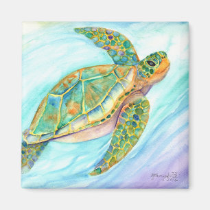 Swimming Smiling Sea Turtle Magnet